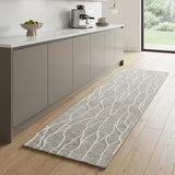 8' Gray And Ivory Wool Abstract Hand Tufted Runner Rug