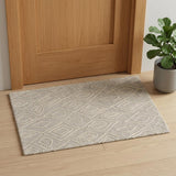 2' X 3' Tan And Ivory Wool Geometric Tufted Handmade Stain Resistant Area Rug