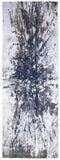 8' Blue Gray And White Abstract Stain Resistant Runner Rug