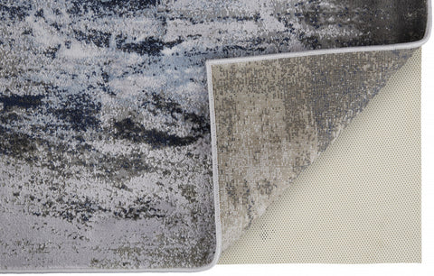 2' X 3' Blue Gray And White Abstract Stain Resistant Area Rug