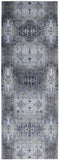 8' Blue Gray And Taupe Abstract Stain Resistant Runner Rug