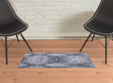 2' X 3' Blue Gray And Taupe Abstract Stain Resistant Area Rug
