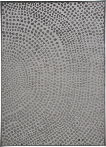 5' X 7' Gray Silver And Ivory Abstract Stain Resistant Area Rug