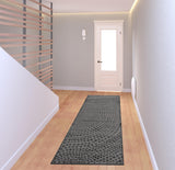 8' Gray And Silver Abstract Runner Rug