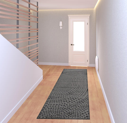 8' Gray And Silver Abstract Runner Rug