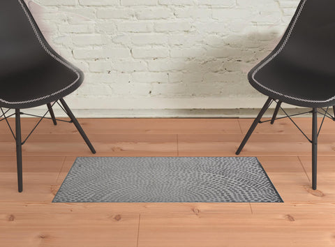 2' X 3' Gray And Silver Abstract Area Rug