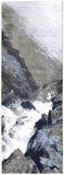 8' Blue Gray And White Abstract Runner Rug