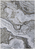 5' X 7' Ivory Blue and Gray Abstract Power Loom Area Rug