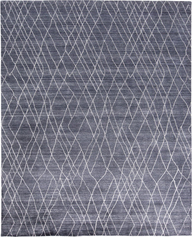 2' X 3' Blue and Ivory Abstract Hand Woven Area Rug