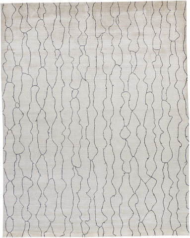 2' X 3' Gray and Ivory Abstract Hand Woven Area Rug