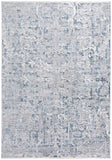 5' X 8' Blue and Gray Abstract Distressed Area Rug With Fringe