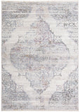 2' X 3' Ivory Gray And Pink Abstract Distressed Area Rug With Fringe