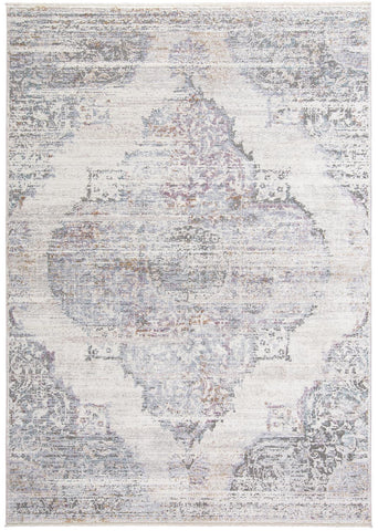 2' X 3' Ivory Gray And Pink Abstract Distressed Area Rug With Fringe