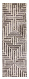 8' Tan And Gray Wool Geometric Hand Tufted Runner Rug