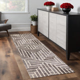 8' Tan And Gray Wool Geometric Hand Tufted Runner Rug