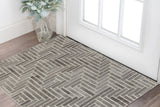 2' X 3' Tan and Gray Wool Geometric Hand Tufted Area Rug