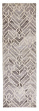 8' Gray And Ivory Wool Geometric Hand Tufted Runner Rug
