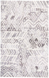 2' X 3' Gray and White Abstract Geometric Hand Tufted Distressed Area Rug