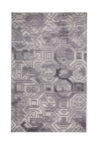 2' X 3' Gray and Ivory Wool Abstract Hand Tufted Area Rug