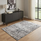 4' X 6' Gray Ivory And Taupe Abstract Stain Resistant Area Rug