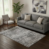5' X 8' Gray Ivory And Taupe Abstract Stain Resistant Area Rug