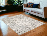 5' X 8' Gray And Ivory Geometric Area Rug