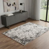 4' X 6' Ivory Gray And Taupe Abstract Stain Resistant Area Rug