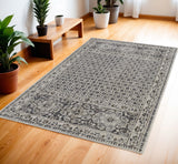 4' X 6' Ivory Taupe And Gray Abstract Stain Resistant Area Rug