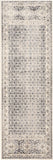8' Ivory And Black Abstract Geometric Distressed Runner Rug