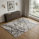 4' X 6' Taupe Gray And Ivory Abstract Stain Resistant Area Rug