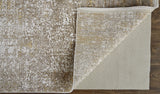 2' X 3' Gold and Ivory Abstract Non Skid Area Rug With Fringe