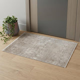 2' X 3' Tan and Ivory Abstract Power Loom Distressed Area Rug With Fringe