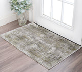 2' X 3' Gray and Ivory Abstract Non Skid Area Rug With Fringe