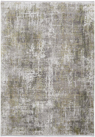 2' X 3' Gray and Ivory Abstract Non Skid Area Rug With Fringe