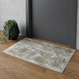 2' X 3' Gray and Ivory Abstract Non Skid Area Rug With Fringe