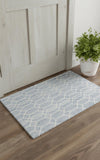 2' X 3' Blue And Ivory Wool Geometric Tufted Handmade Stain Resistant Area Rug