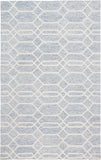 2' X 3' Blue And Ivory Wool Geometric Tufted Handmade Stain Resistant Area Rug