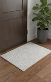 2' X 3' Ivory And Gray Wool Floral Tufted Handmade Stain Resistant Area Rug