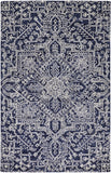 2' X 3' Blue And Ivory Wool Floral Tufted Handmade Stain Resistant Area Rug