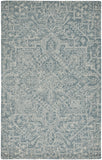 2' X 3' Green Blue And Ivory Wool Oriental Hand Tufted Area Rug