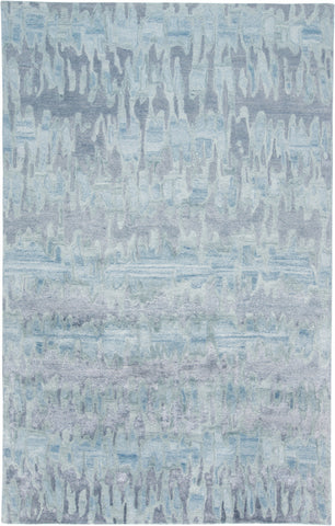 4' X 6' Blue and Green Abstract Hand Tufted Area Rug