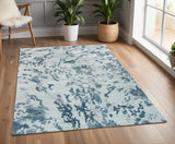 4' X 6' Blue and Green Abstract Hand Tufted Area Rug