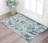 2' X 3' Blue and Green Abstract Hand Tufted Area Rug