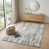 4' X 6' Ivory and Gray Abstract Hand Tufted Area Rug