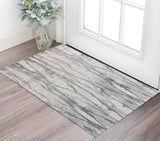 2' X 3' Ivory and Gray Abstract Hand Tufted Area Rug