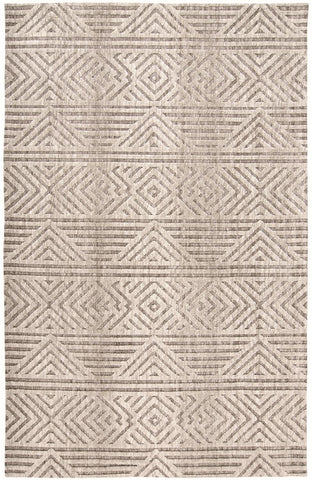 4' X 6' Tan Ivory And Brown Geometric Stain Resistant Area Rug