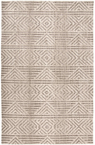 2' X 3' Tan Ivory And Brown Geometric Stain Resistant Area Rug