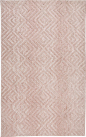4' X 6' Pink And Ivory Geometric Stain Resistant Area Rug