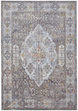 2' X 3' Gray Blue And Gold Floral Stain Resistant Area Rug