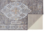 2' X 3' Gray Blue And Gold Floral Stain Resistant Area Rug